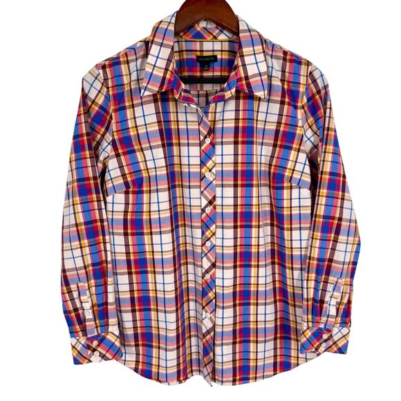 Talbots Medium Plaid Long Sleeve Button Up Blouse Shirt Top Formal Cozy Artsy - Picture 1 of 8